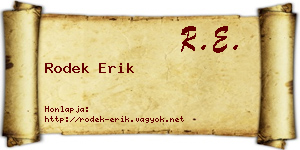 Rodek Erik névjegykártya